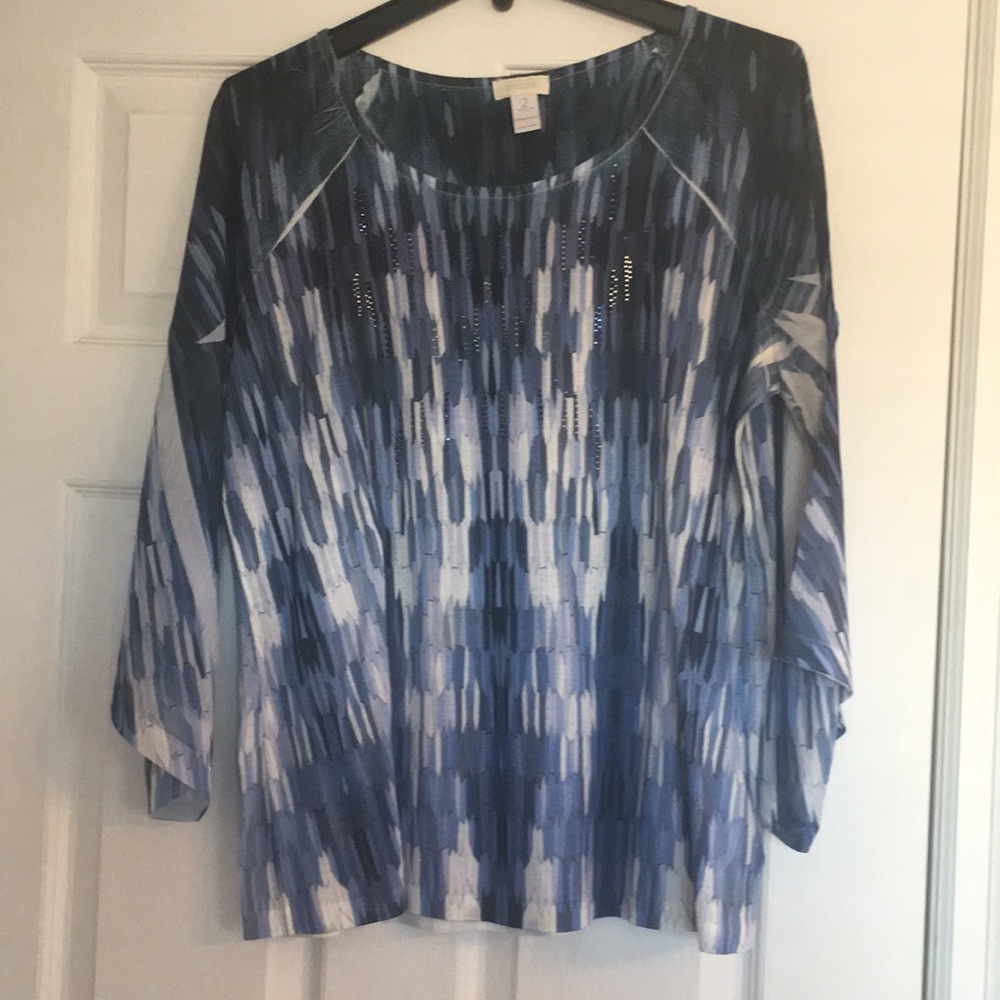 Chico’s Blue and White Printed Top
